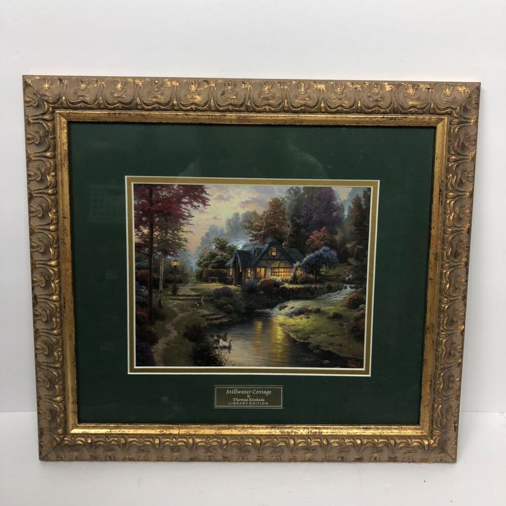 Thomas Kinkade Stillwater Cottage Library Edition Framed Print w/ Certificate